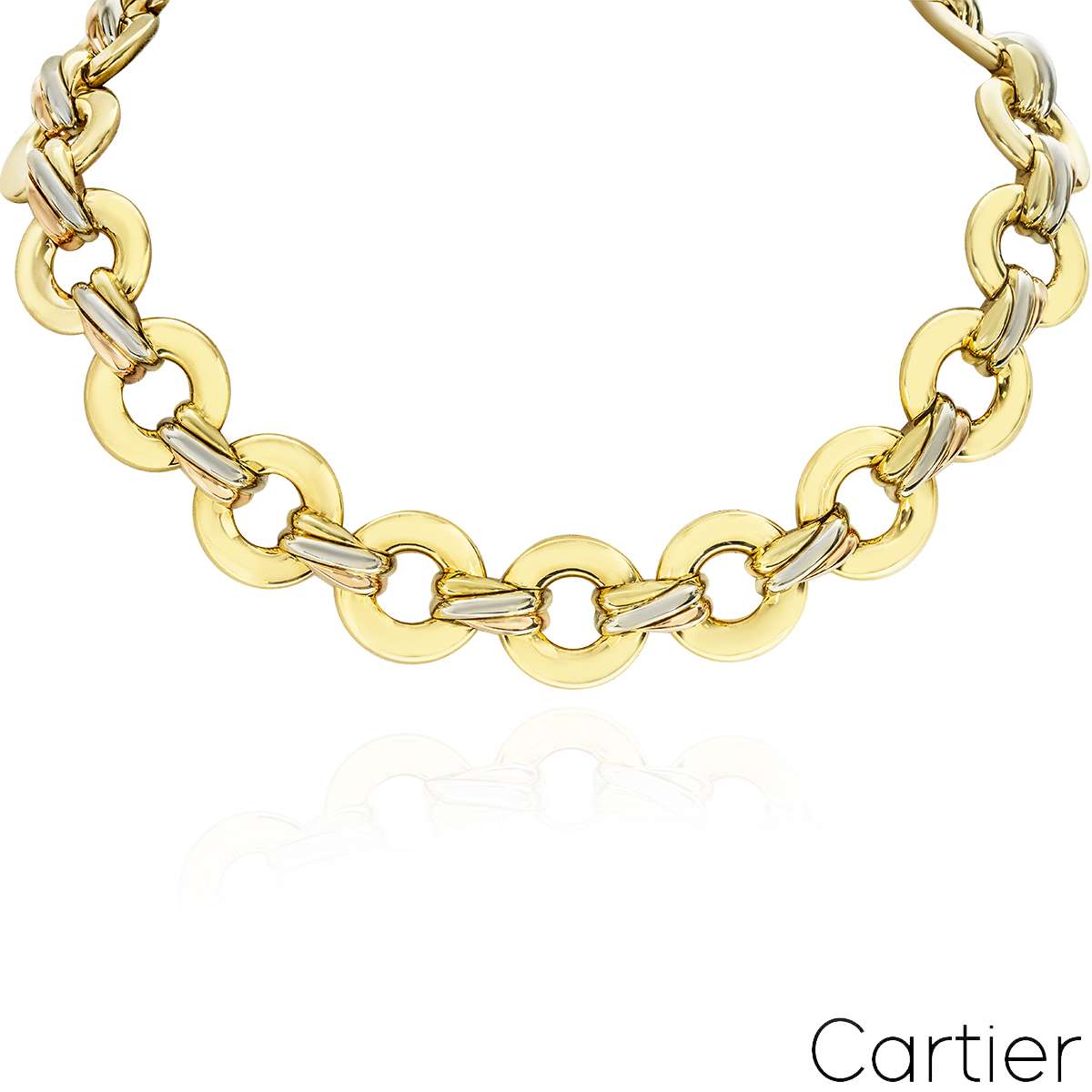 Cartier Tri-Colour Gold Trinity Link Choker Necklace 1996